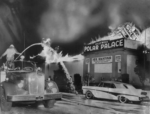 Tropical Ice Gardens ice-skating rink, Westwood Village, Los Angeles, 1938